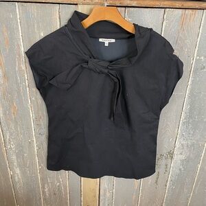 Black Tie-Neck Cap Sleeve Top
